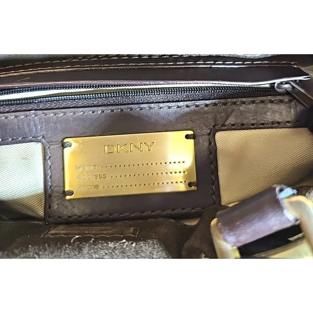 ✨ Y2K  Donna Karan Chocolate Suede Double Buckle Mini-Satchel, BOHO Slouchy Edgy